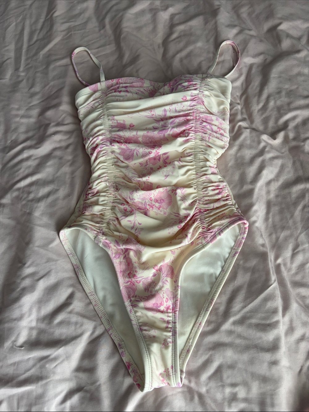 Target Cream One-Piece Swimsuit with Pink Floral Print